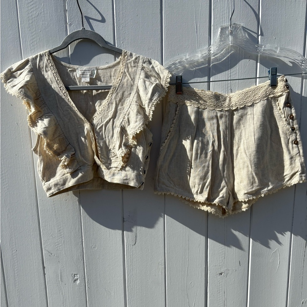 Love Riche Oatmeal Coordinating Shorts and Top Set Oatmeal